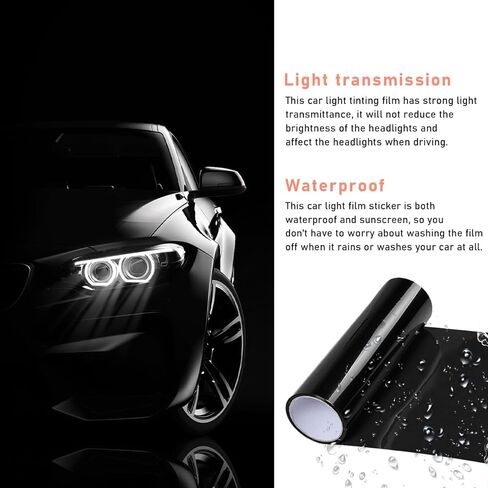 Car Light Tint Film, 12×48 Inch Tint Vinyl Wrap Film Roll with Squeegee and Cutter, Self-Adhesive Film Sticker for Car Headlights Tail Lights Fog Lights, Car Accessories in Saudi Arabia