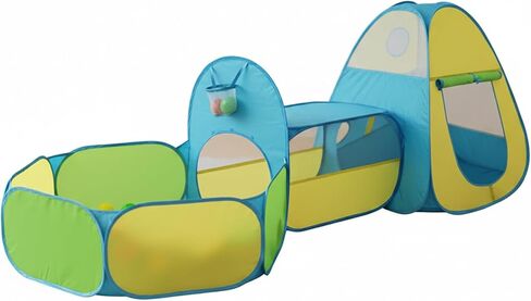 3 in 1 Kids Play Tent with Tunnel & Ball Pit,Pop Up Indoor/Outdoor Playhouse for Boys and Girls,Crawling Tunnel Toy with Fun Toss It Game Zone,Easy Setup Foldable Carry Bag (Balls Not Included) in Saudi Arabia
