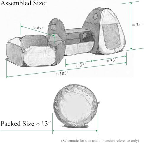 3 in 1 Kids Play Tent with Tunnel & Ball Pit,Pop Up Indoor/Outdoor Playhouse for Boys and Girls,Crawling Tunnel Toy with Fun Toss It Game Zone,Easy Setup Foldable Carry Bag (Balls Not Included) in Saudi Arabia