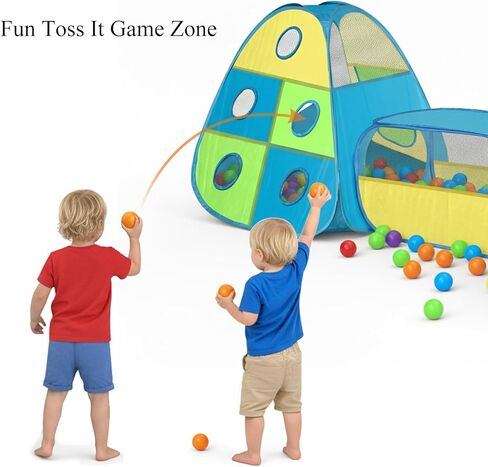 3 in 1 Kids Play Tent with Tunnel & Ball Pit,Pop Up Indoor/Outdoor Playhouse for Boys and Girls,Crawling Tunnel Toy with Fun Toss It Game Zone,Easy Setup Foldable Carry Bag (Balls Not Included) in Saudi Arabia