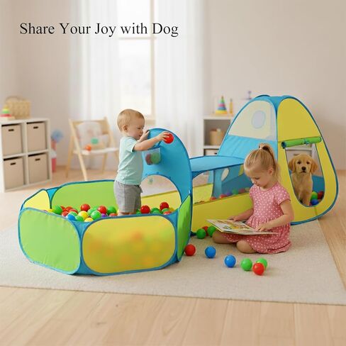 3 in 1 Kids Play Tent with Tunnel & Ball Pit,Pop Up Indoor/Outdoor Playhouse for Boys and Girls,Crawling Tunnel Toy with Fun Toss It Game Zone,Easy Setup Foldable Carry Bag (Balls Not Included) in Saudi Arabia
