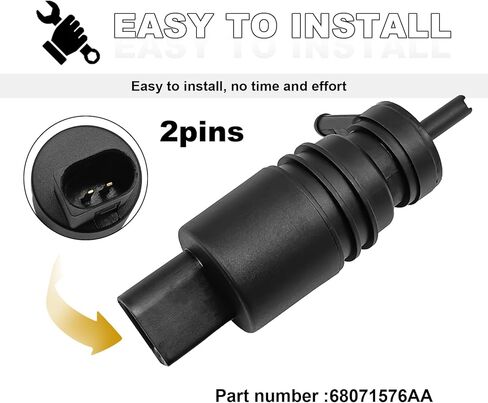 Windshield Washer Pump & Grommet, Compatible with 2009-2016 Ram 2500, 2009-2017 Ram 1500/ Ram 3500, Replace OE number 68071576AA in Saudi Arabia