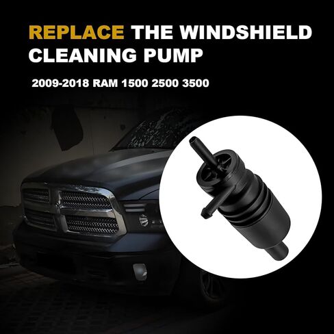 Windshield Washer Pump & Grommet, Compatible with 2009-2016 Ram 2500, 2009-2017 Ram 1500/ Ram 3500, Replace OE number 68071576AA in Saudi Arabia