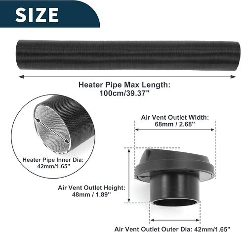 Car Truck RV Bus Van Boat Car Heater Duct Kit Car Heater Duct Pipe Hose Set with Heater Pipe Clamp 42mm ID 100cm Max l in Saudi Arabia