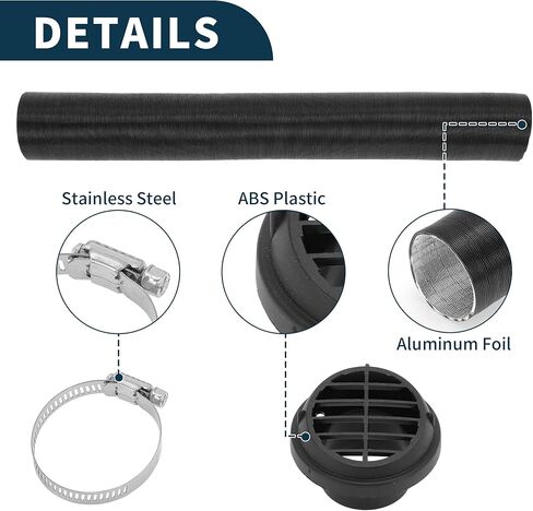 Car Truck RV Bus Van Boat Car Heater Duct Kit Car Heater Duct Pipe Hose Set with Heater Pipe Clamp 42mm ID 100cm Max l in Saudi Arabia