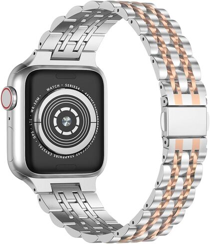 أساور بديلة لساعة Apple 38 مم السلسلة 3 2 1 40 مم السلسلة 6 5 4 SE 41 مم السلسلة 7 8 9، سوار ساعة iWatch iPhone من الفولاذ المقاوم للصدأ درجتين للرجال والنساء (38 مم/40 مم/41 مم، فضي/ذهبي) in Kuwait