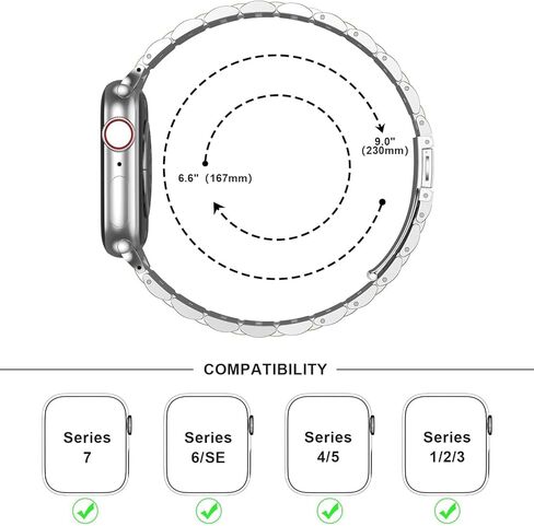 أساور بديلة لساعة Apple 38 مم السلسلة 3 2 1 40 مم السلسلة 6 5 4 SE 41 مم السلسلة 7 8 9، سوار ساعة iWatch iPhone من الفولاذ المقاوم للصدأ درجتين للرجال والنساء (38 مم/40 مم/41 مم، فضي/ذهبي) in Kuwait