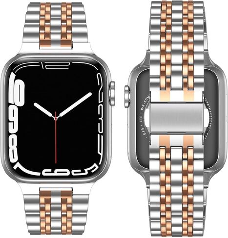 أساور بديلة لساعة Apple 38 مم السلسلة 3 2 1 40 مم السلسلة 6 5 4 SE 41 مم السلسلة 7 8 9، سوار ساعة iWatch iPhone من الفولاذ المقاوم للصدأ درجتين للرجال والنساء (38 مم/40 مم/41 مم، فضي/ذهبي) in Kuwait