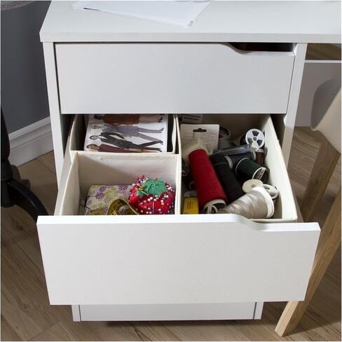 Levan Home Sewing Craft Table on Wheels in Pure White in Saudi Arabia