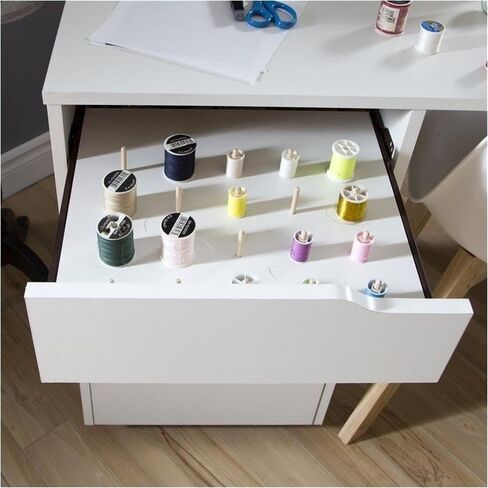 Levan Home Sewing Craft Table on Wheels in Pure White in Saudi Arabia
