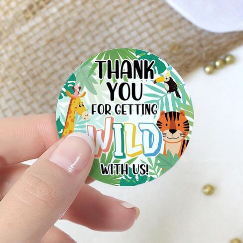 Wild Jungle Birthday Party Thank You Stickers, Party Animal Birthday Decorations - 40 Count in Saudi Arabia