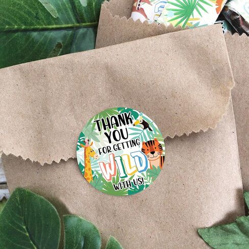 Wild Jungle Birthday Party Thank You Stickers, Party Animal Birthday Decorations - 40 Count in Saudi Arabia