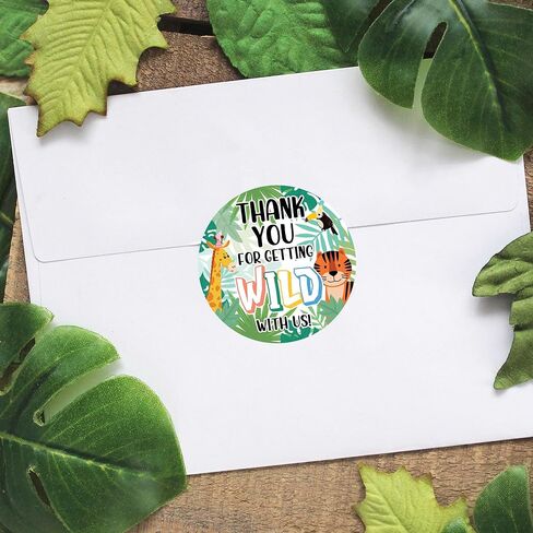 Wild Jungle Birthday Party Thank You Stickers, Party Animal Birthday Decorations - 40 Count in Saudi Arabia