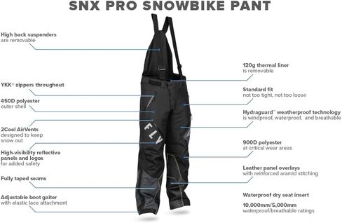 بنطال Fly Racing 2022 SNXPro Snow Bike (أسود، 4X-Large) in Saudi Arabia
