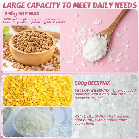 CxiRong Candle Making Kit, DIY Kits for Adults, Candle Making Supplies with 4.4 lb Soy Wax & Beeswax, 10 Jars & 4 Tins, 10 Candle Dyes, 3 Essential Oils & More, Adult Craft Kits in Saudi Arabia