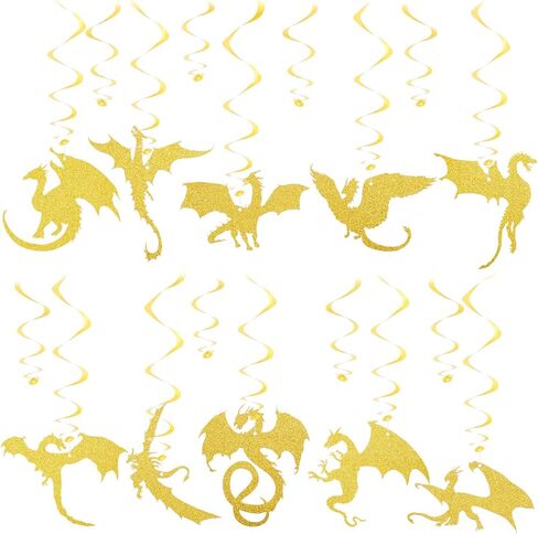 30 Pieces Dragon Party Decoration Dragon Party Swirl Foil Hanging Ceiling Decoration Birthday Decoration Dragon Themed Decor Fantasy Party Decoration for Wall Door Window in Saudi Arabia