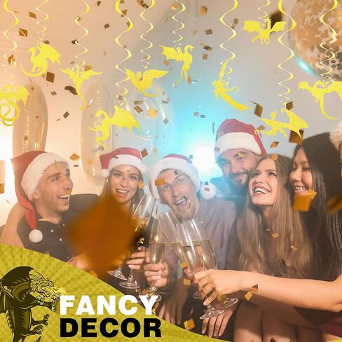 30 Pieces Dragon Party Decoration Dragon Party Swirl Foil Hanging Ceiling Decoration Birthday Decoration Dragon Themed Decor Fantasy Party Decoration for Wall Door Window in Saudi Arabia