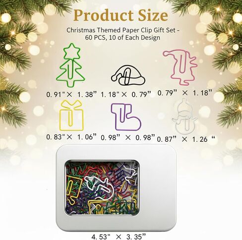 60pcs Cute Christmas Paper Clips, Fun Paperclips, Christmas Office Supplies, Office School Christmas Gifts in Saudi Arabia