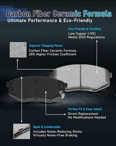 Front Vented G-coated Brake Pads and Rotors Kit for BM X5 2018-2007, BM X6 2019-2011, Brake Rotors + Carbon Fiber Ceramic Brake Pads Kit 331.8mm(13.1in) in Kuwait