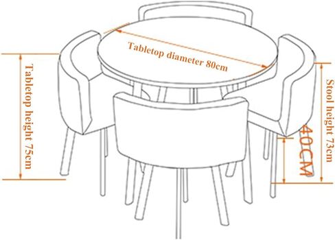 Round Dining Table and Chairs Set 4, Office Reception Room Club Table and Chair Set,Reception Negotiation Table Coffee Table and Upholstered Chair Set,for Home Balcony Cafe Break Room in Saudi Arabia