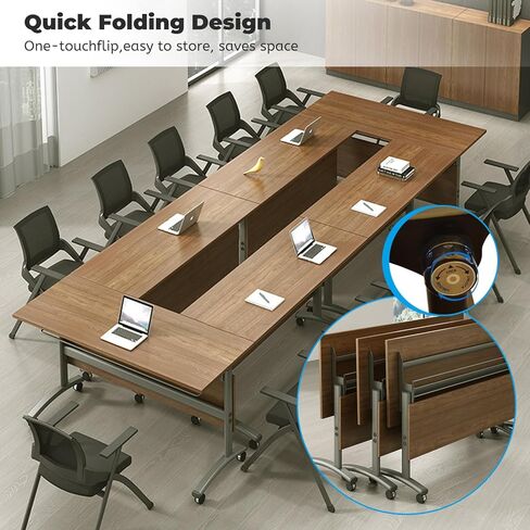 Conference Table On Wheels,Folding Conference Rooms Training Rooms Flip Top Mobile Training Table,Rolling Seminar Meeting Table with Caster Wheels,Foldable Tables For Office Conference Room(6PCS) in Saudi Arabia