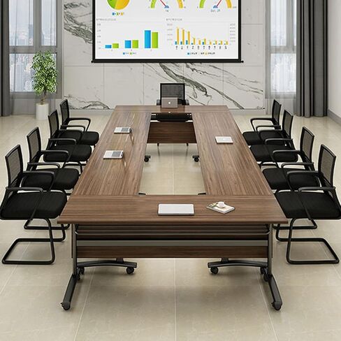 Conference Table Folding Conference Room Tables,Large Meeting Seminar Table for Conference Room,Modern Mobile Training Room Table with Silent Wheel,Rolling Metting Conference Table for Office in Saudi Arabia