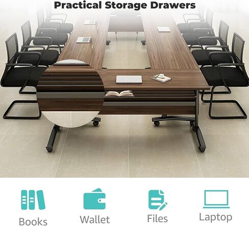 Conference Table Folding Conference Room Tables,Large Meeting Seminar Table for Conference Room,Modern Mobile Training Room Table with Silent Wheel,Rolling Metting Conference Table for Office in Saudi Arabia