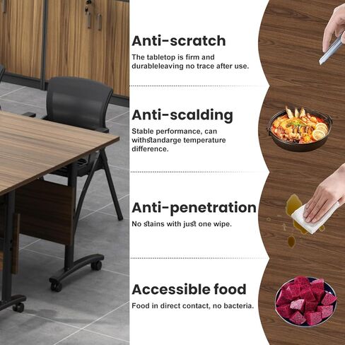 Conference Table Folding Conference Room Tables,Large Meeting Seminar Table for Conference Room,Modern Mobile Training Room Table with Silent Wheel,Rolling Metting Conference Table for Office in Saudi Arabia