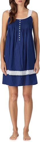 Eileen West Cotton Dobby Stripe Woven Sleeveless Short Nightgown White XS in Saudi Arabia
