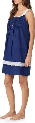 Eileen West Cotton Dobby Stripe Woven Sleeveless Short Nightgown White XS in Saudi Arabia