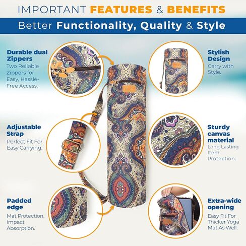 Celestial Yoga Mat Bag | Large Yoga Mat Bags for Women and Men | Fits Thick Yoga Mat & Yoga Accessories | Three Storage Pocket | Adjustable Yoga Bag Shoulder Strap in Kuwait