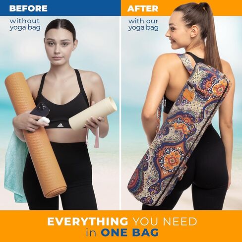 Celestial Yoga Mat Bag | Large Yoga Mat Bags for Women and Men | Fits Thick Yoga Mat & Yoga Accessories | Three Storage Pocket | Adjustable Yoga Bag Shoulder Strap in Kuwait