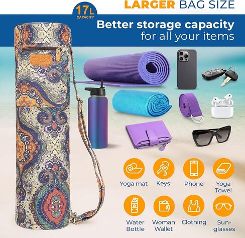 Celestial Yoga Mat Bag | Large Yoga Mat Bags for Women and Men | Fits Thick Yoga Mat & Yoga Accessories | Three Storage Pocket | Adjustable Yoga Bag Shoulder Strap in Kuwait