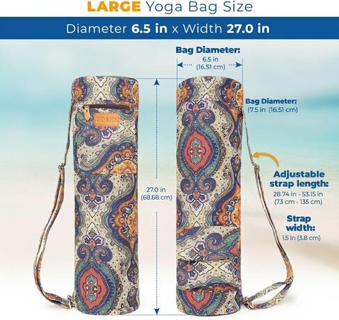 Celestial Yoga Mat Bag | Large Yoga Mat Bags for Women and Men | Fits Thick Yoga Mat & Yoga Accessories | Three Storage Pocket | Adjustable Yoga Bag Shoulder Strap in Kuwait