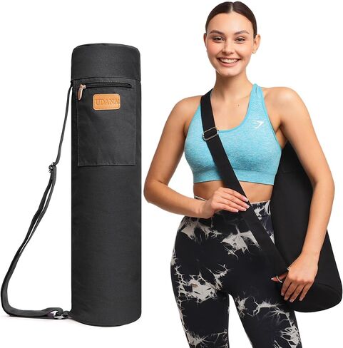 Black Yoga Mat Bag | Large Yoga Mat Bags for Women & Men | Fits Thick Yoga Mat & Yoga Accessories | Three Storage Pocket | Adjustable Yoga Bag Shoulder Strap | Great Gym Bag, Travel bag in Kuwait