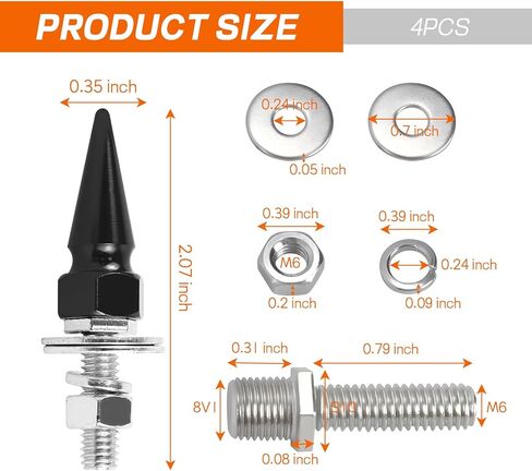 4PCS Car License Plate Screws, Spike Shape Anti-Theft License Plate Bolts Fasteners for Cars, Aluminum Decorative Screws for Vehicle Tag Frame, Motorcycle Truck Car Accessories (Black) in Saudi Arabia