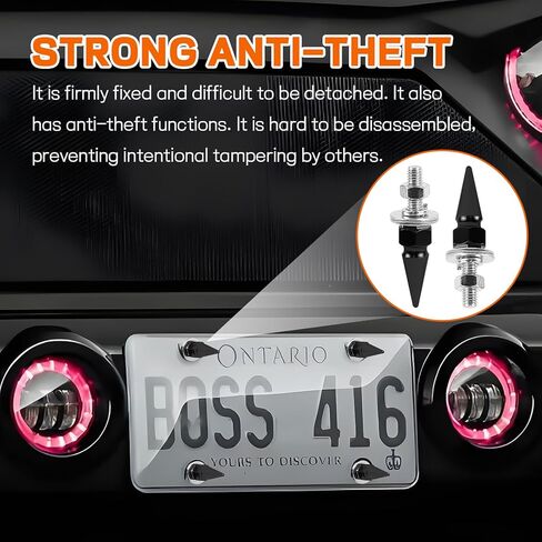 4PCS Car License Plate Screws, Spike Shape Anti-Theft License Plate Bolts Fasteners for Cars, Aluminum Decorative Screws for Vehicle Tag Frame, Motorcycle Truck Car Accessories (Black) in Saudi Arabia