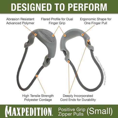 MAXPEDITION Positive Grip Zipper Pulls (Pack of 6) (Small) (Gray) in Saudi Arabia