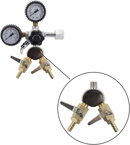 Chrome Y with Brass Shut Off Valve with Check Valve 5/16" Hose Barb 1/4"MF 2 Way Co2 Splitter 1/4"NPT Homebrew Co2 Regulator(1 Hose Barb 1 Thread) in Saudi Arabia