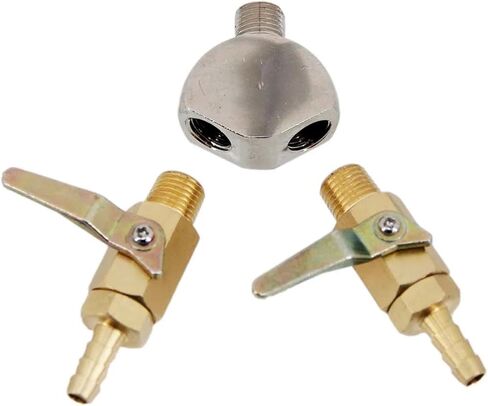 Chrome Y with Brass Shut Off Valve with Check Valve 5/16" Hose Barb 1/4"MF 2 Way Co2 Splitter 1/4"NPT Homebrew Co2 Regulator(1 Hose Barb 1 Thread) in Saudi Arabia