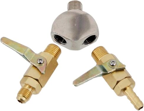 Chrome Y with Brass Shut Off Valve with Check Valve 5/16" Hose Barb 1/4"MF 2 Way Co2 Splitter 1/4"NPT Homebrew Co2 Regulator(1 Hose Barb 1 Thread) in Saudi Arabia