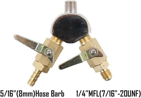 Chrome Y with Brass Shut Off Valve with Check Valve 5/16" Hose Barb 1/4"MF 2 Way Co2 Splitter 1/4"NPT Homebrew Co2 Regulator(1 Hose Barb 1 Thread) in Saudi Arabia