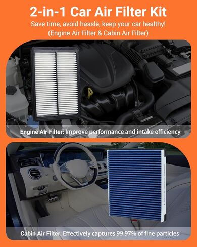 Engine & Cabin Air Filter Kit with Activated Carbon, Fit for 2020 2021 2022 2023 2024 2025 Kia Telluride 3.8L, 2019-2020 Hyundai Santa Fe 2.0L/2.4L, Replace 97133J5000, 28113A9100, WP10367, 971333M000 in Saudi Arabia