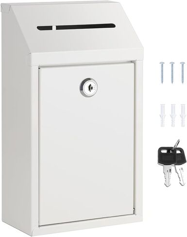 Metal Donation Money Cash Drop Box with Lock and Slot Suggestion Box Wall Mounted Ballot Container Mailbox Delivery for Home Office (Red, 10.24″ x 5.71″ x 2.95″) in Saudi Arabia