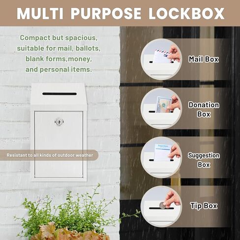 Metal Donation Money Cash Drop Box with Lock and Slot Suggestion Box Wall Mounted Ballot Container Mailbox Delivery for Home Office (Red, 10.24″ x 5.71″ x 2.95″) in Saudi Arabia