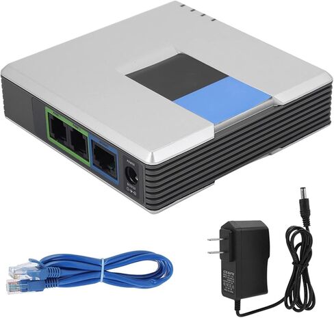 VOIP Phone Adapter, Portable Support SIP V2 Protocol Internet Phone Adapter with 2 Ports for PAP2T(US Plug) in Kuwait