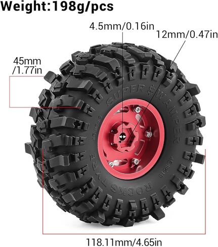 عجلات وإطارات Beadlock 1.9 بوصة لـ 1/10 RC Crawler TRX4 Axai1 SCX10 SCX10 III 90046 D90،1.9 عجلات RC 1.9 إطارات Beadlock إطارات RC، 4 عبوات (برونزية) in Kuwait