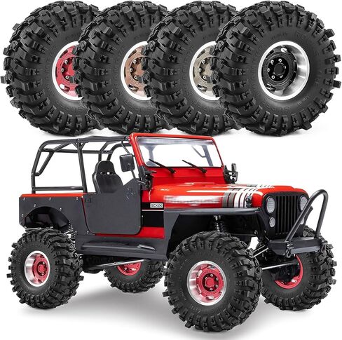 عجلات وإطارات Beadlock 1.9 بوصة لـ 1/10 RC Crawler TRX4 Axai1 SCX10 SCX10 III 90046 D90،1.9 عجلات RC 1.9 إطارات Beadlock إطارات RC، 4 عبوات (برونزية) in Kuwait