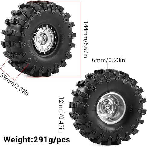 4 قطع RC 2.2 Beadlock 10 إطارات عجلات وإطارات زاحفة مطاطية لـ 1/10 RC الزاحف المحوري SCX10 RBX10 Wraith 90048 90018 Traxxas TRX4 (فضي) in Kuwait