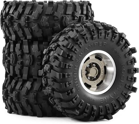 عجلات وإطارات Beadlock 1.9 بوصة لـ 1/10 RC Crawler TRX4 Axai1 SCX10 SCX10 III 90046 D90،1.9 عجلات RC 1.9 إطارات Beadlock إطارات RC، 4 عبوات (برونزية) in Kuwait